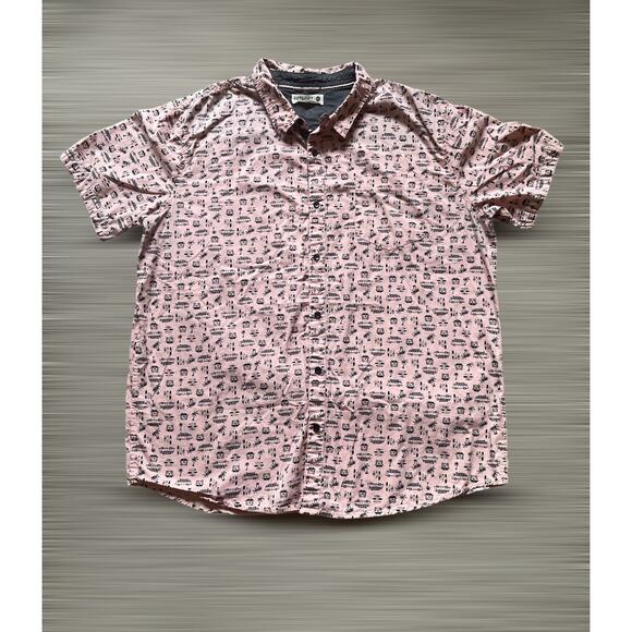 RETROFIT Mens/Teen Surfer Pink Button Down Casual Shirt Size XXL Beach Cali - Picture 3 of 8